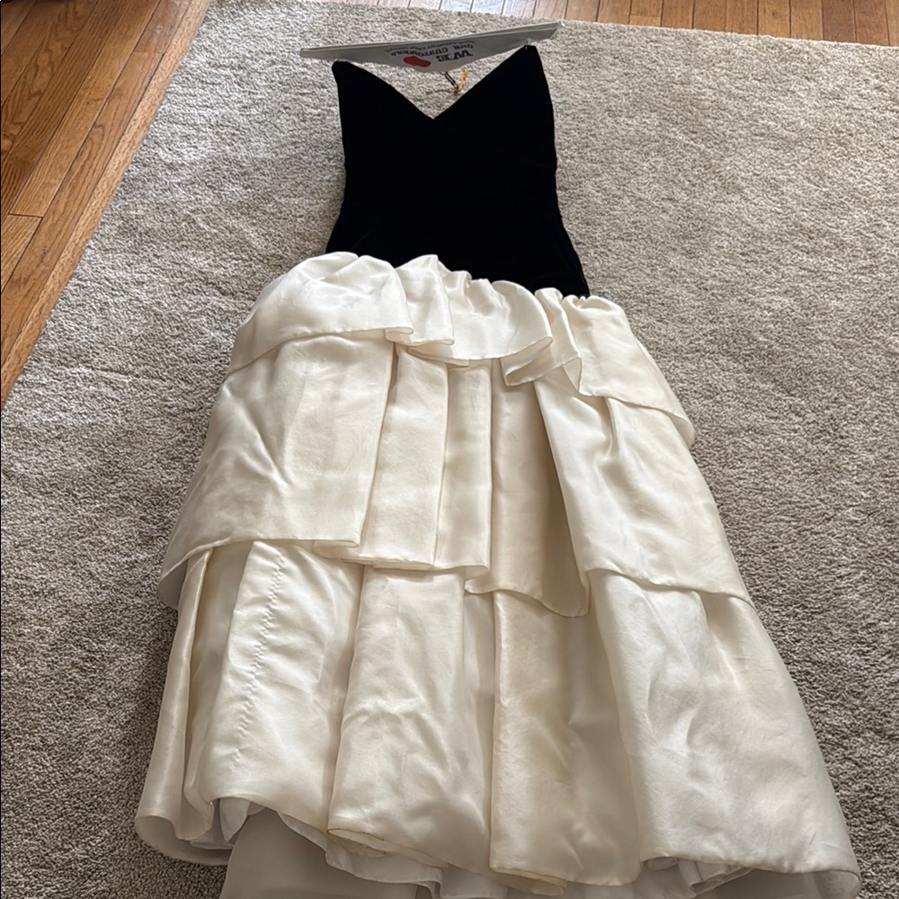 Dior Black and White Pleated Tiered Gown
